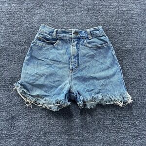 Palmetto's Denim Shorts Womens Size 24 Light Wash High Waisted Frayed Hem Cutoff